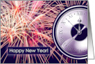 Happy New Year From Our Home to Yours Fireworks and Countdown Clock card