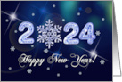 Happy New Year 2024 Ice Numbers and Snowflake card