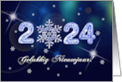 Gelukkig Nieuwjaar 2024 Happy New Year in Dutch Snowflake card
