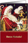 Buon Natale. Italian Christmas Card with a vintage Santa Claus card