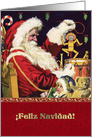 Feliz Navidad. Spanish Christmas Card with a vintage Santa Claus card