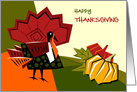 Business Thanksgiving Card with Colorful Turkey and Pumpkins card