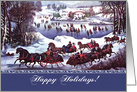 Christmas Greetings for Customers. Vintage Winter Scene card