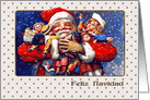 Feliz Navidad. Spanish Christmas Card with a vintage Santa Claus card