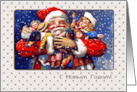Happy New Year in Russian Vintage Santa Claus card