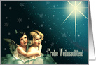 Frohe Weihnachten. German Christmas card with vintage angels card