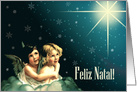 Feliz Natal. Portuguese Christmas card with vintage angels card