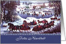 Feliz Navidad. Spanish Christmas card with Vintage Winter Scene card