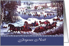 Joyeux Nol. French Christmas Card with Vintage Winter Scene card
