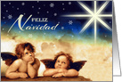 Feliz Navidad. Spanish Angel Cherubs painting after Raphael Sanzio card