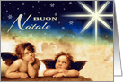 Buon Natale. Italian Card with Angel Cherubs painting after Raphael Sanzio card