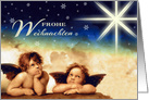 Frohe Weihnachten.German Card with Angel Cherubs painting after Raphael Sanzio card