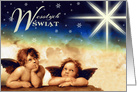 Wesolych Swiat. Polish Card with Angel Cherubs painting after Raphael Sanzio card