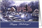 Happy Holidays. Vintage Winter Scene card