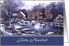 Feliz Navidad. Spanish Card with Vintage Winter Scene card