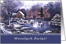 Wesolych Swiat. Polish Christmas Card with Vintage Winter Scene card