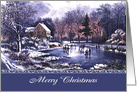 Merry Christmas Card for Neighbor. Vintage Winter Scene card