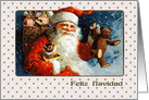 Feliz Navidad. Spanish Christmas Card with a vintage Santa Claus card