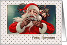 Feliz Navidad. Spanish Christmas Card with a vintage Santa Claus card