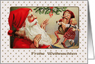 Frohe Weihnachten. German Christmas Card with a vintage Santa Claus card