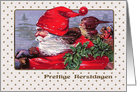 Prettige Kerstdagen. Dutch Christmas Card with a vintage Santa Claus card