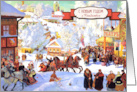 Happy New Year Card in Russian Vintage Winter Scene Painting card