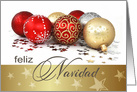 Feliz Navidad.Spanish Christmas Card with Christmas Ornaments card