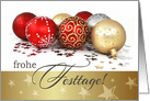 Frohe Festtage. German Christmas Card with Christmas Ornaments card