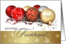 Prettige Feestdagen. Dutch Christmas Card with Christmas Ornaments card