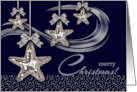 Business Merry Christmas Greetings Silver Stars Ornaments card