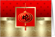 Happy Chinese New Year of the Snake in Chinese Traditional Red Lantern card