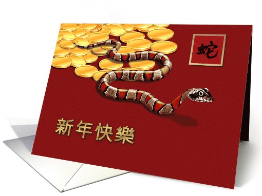 Happy New Year Card in Chinese. Chinese Year of the Snake card