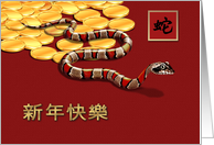 Happy New Year Card in Chinese. Chinese Year of the Snake card