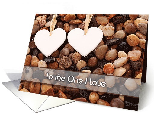 Valentine's Day Card for Husband. Two Hearts Beach Pebbles card