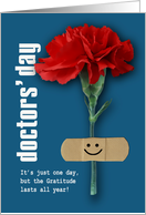 Happy Doctors’ Day. Red Carnation card