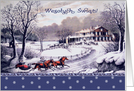 Wesolych Swiat. Polish Card with a Vintage Winter Scene card