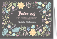 Bridal Shower Invitation. Modern Floral Design with custom name card