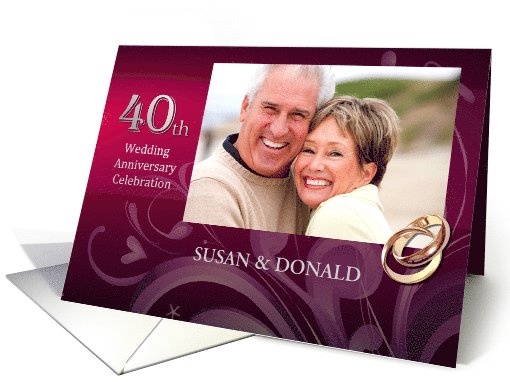 40th Anniversary Party Invitation. Elegant Floral Design Photo card
