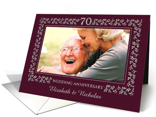 70th Anniversary Party Invitation Silver Floral Frame... (1069493)