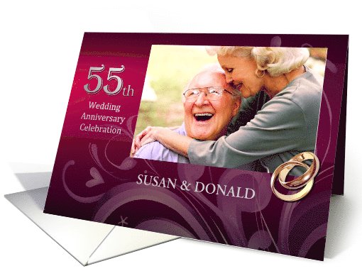 55th Anniversary Party Invitation. Elegant Floral Design Photo card