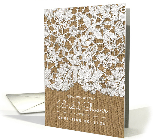Bridal Shower Invitation. Lace design with burlap effect... (1077138)