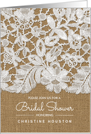 Bridal Shower Invitation. Lace design with burlap effect background card