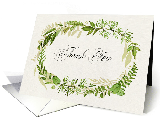 Thank you for being in our Wedding. Watercolor Leaf Wreath design card