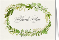 Thank you for being in our Wedding. Watercolor Leaf Wreath design card