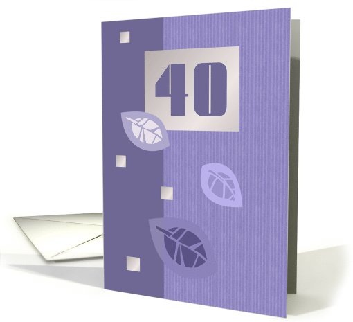 40th Birthday Party Invitation. Violet leaves card (1092332)