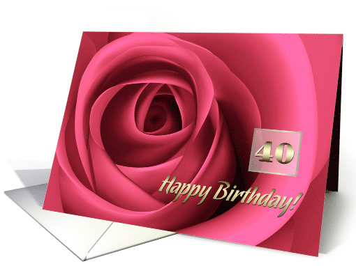 Happy 40th Birthday. Elegant Pink Rose card (1092352)