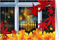 Happy Thanksgivukkah. Thanksgiving and Hanukkah Theme Card