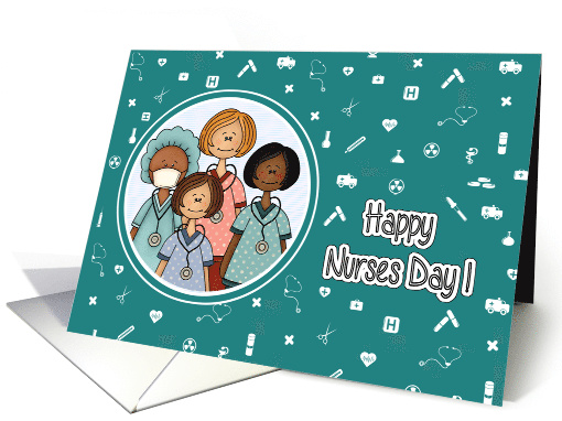 Happy Nurses Day Cute Cartoon Group of Nurses card (1221236)