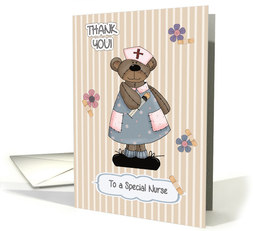 To a Special Nurse Cute Teddy Bear Wearing Nursing Scrub card