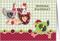 Buona Pasqua. Italian Easter Gard with Funny Hens and Rooster card